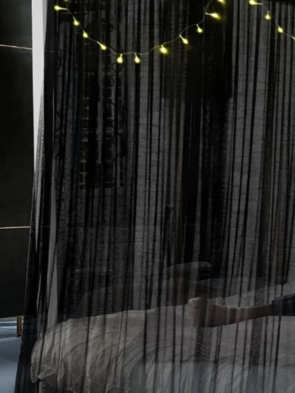 Black Sheer Canopy Bed Curtains - Elegant Bed Drapes